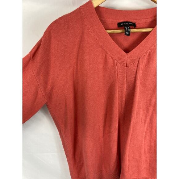 H by Halston V Neck Boyfriend Sweater w/ Rib Details size small - Picture 6 of 7